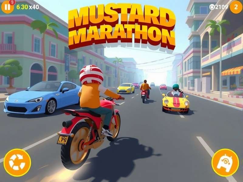 Mustard Marathon gameplay screenshot showing Indian city racing